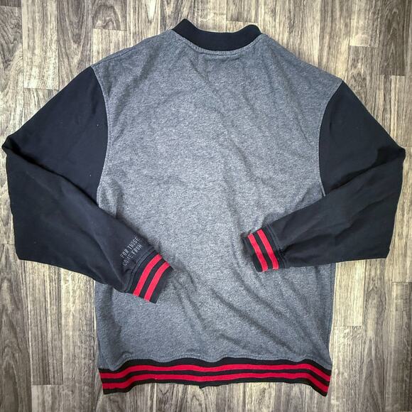 DGK Varsity Jacket Gray Black Red Large Logo Patch Snap Front Streetwear - Picture 2 of 9